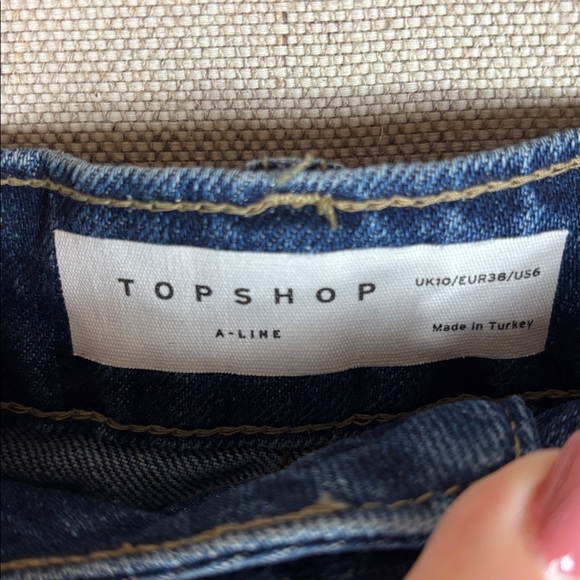 Topshop > A-Line Blue Denim High Rise Mom Shorts 6 - Picture 5 of 6